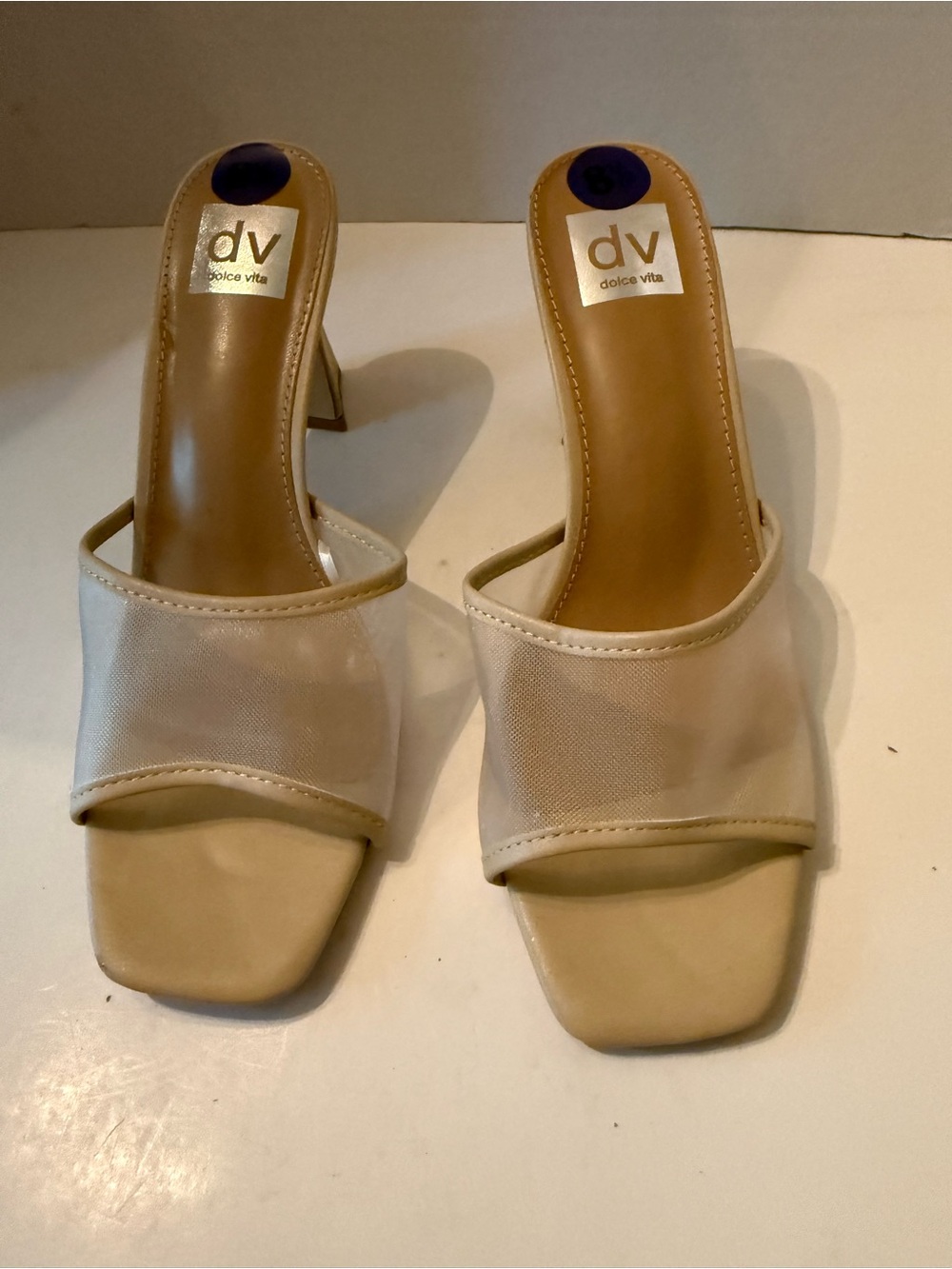 Dolce Vita Yates Tan Open-Toe Mesh Slide Pumps Women’s 8.5